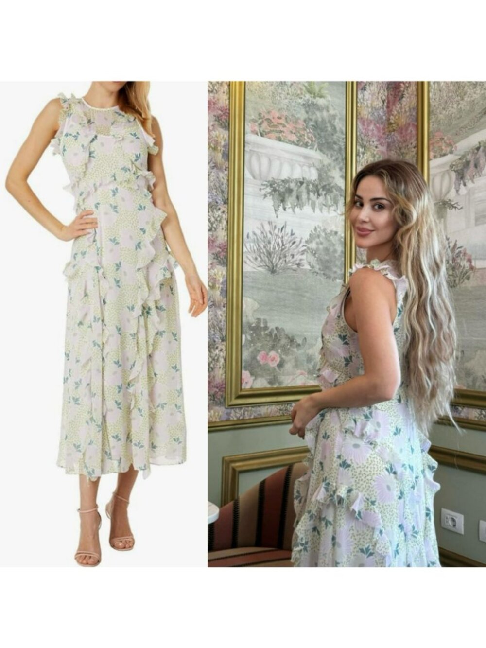 Ted Baker Calinia Sleeveless Waterfall Dress Midi Maxi Wedding Guest - Picture 15 of 15